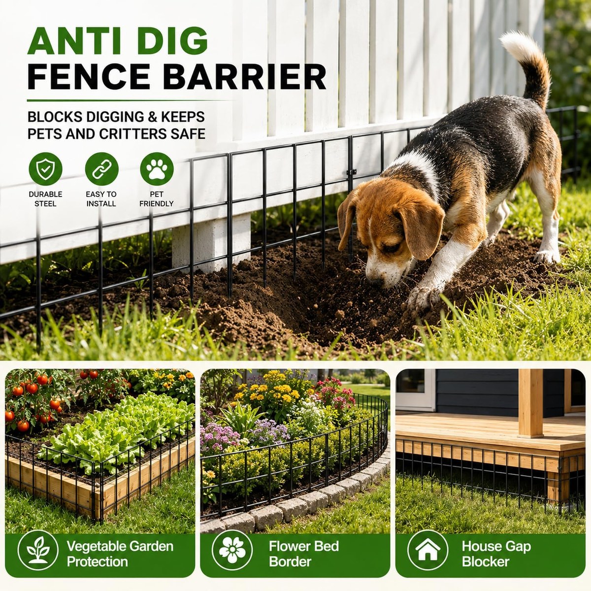 AQGYSYY Animal Barrier Fence in a backyard setting