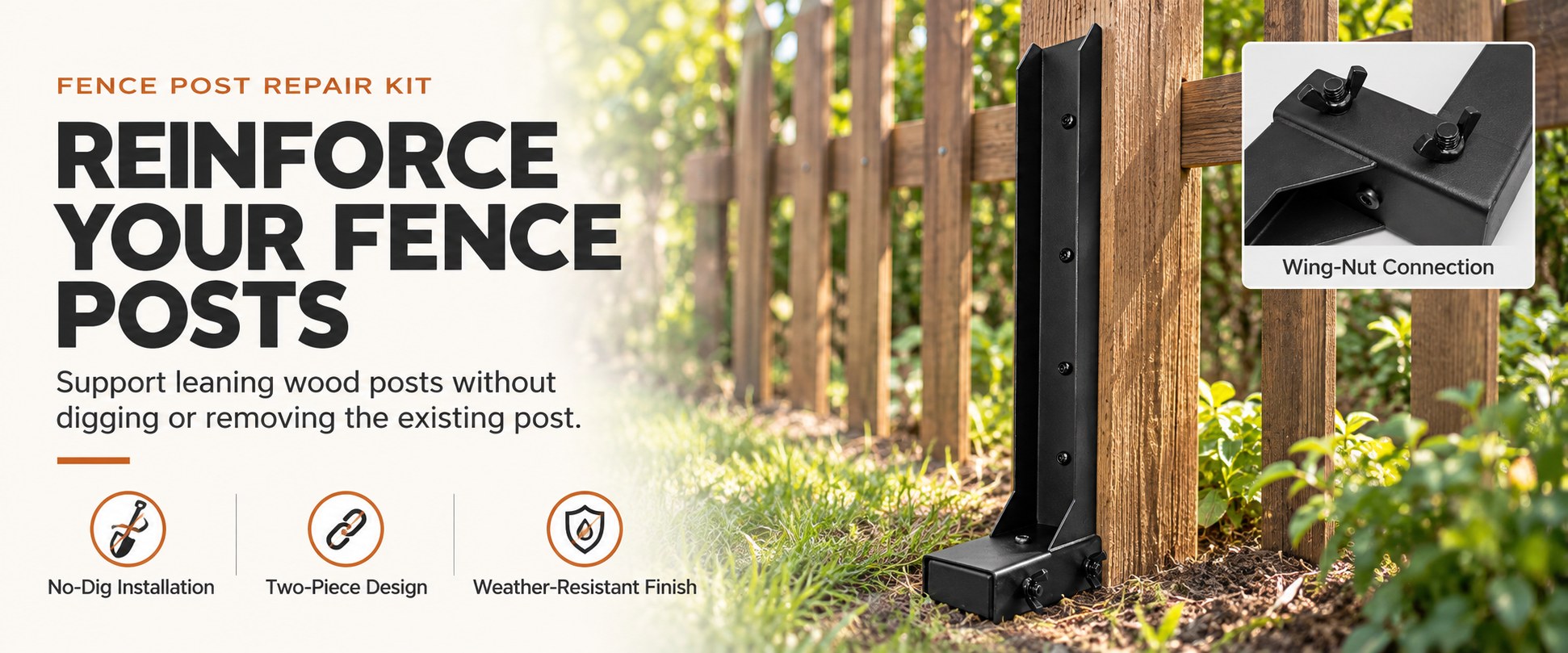 AQGYSYY Fence Post Repair Kits in a backyard setting